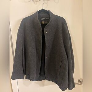 ZARA Manteco Wool Blend Bomber Jacket – Charcoal – Men Size M/Women Size XL